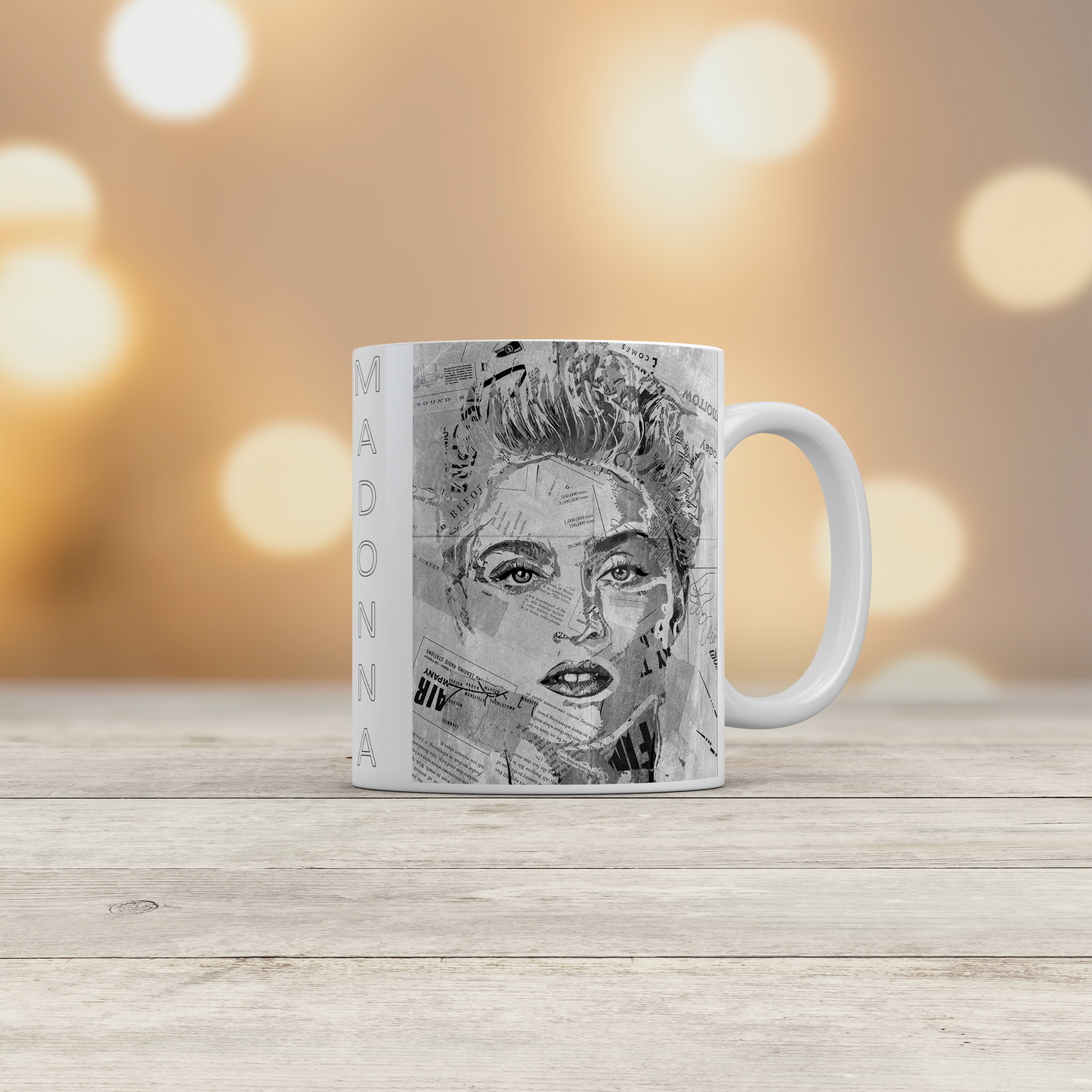 Madonna Collage Art Ceramic Mug | Pop Icon Coffee Mug Gift for Music Fans