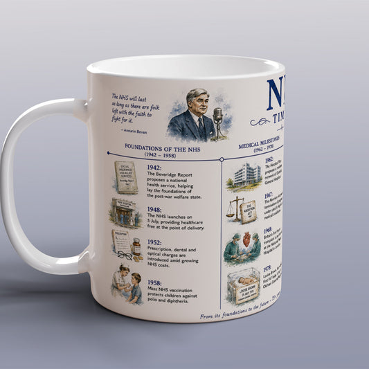 NHS History Timeline Mug National Health Service Healthcare Staff Gift