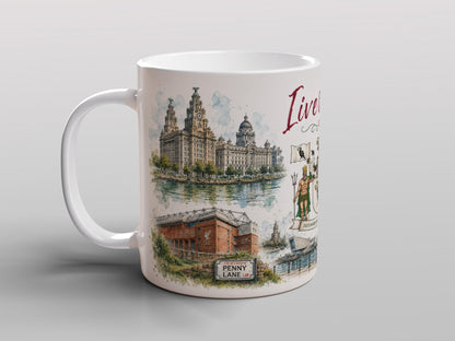 Liverpool Mug Beatles Albert Dock Liver Building Penny Lane Souvenir Gift