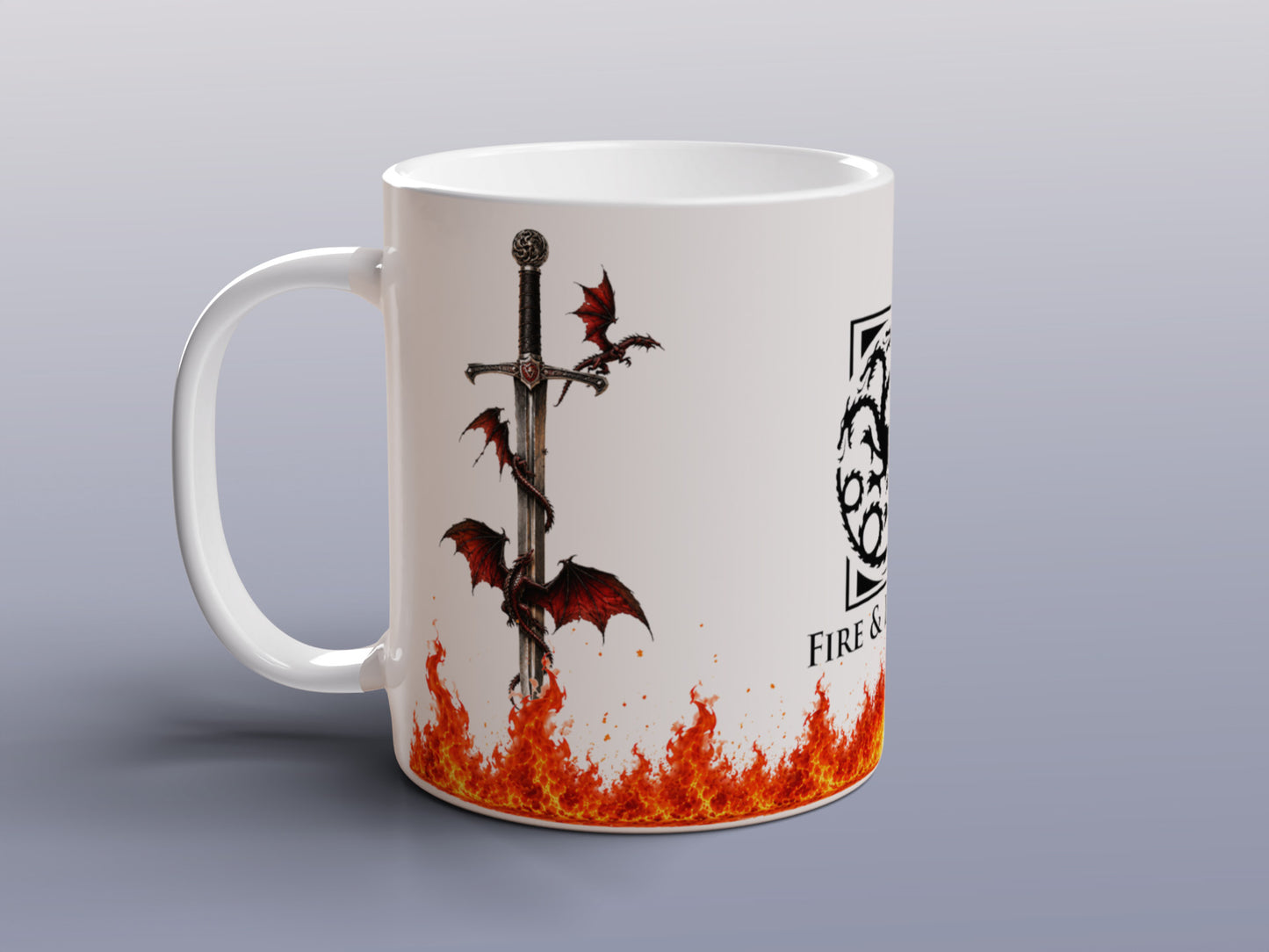Targaryen Fire & Blood Mug, Red Dragon House of the Dragon Design