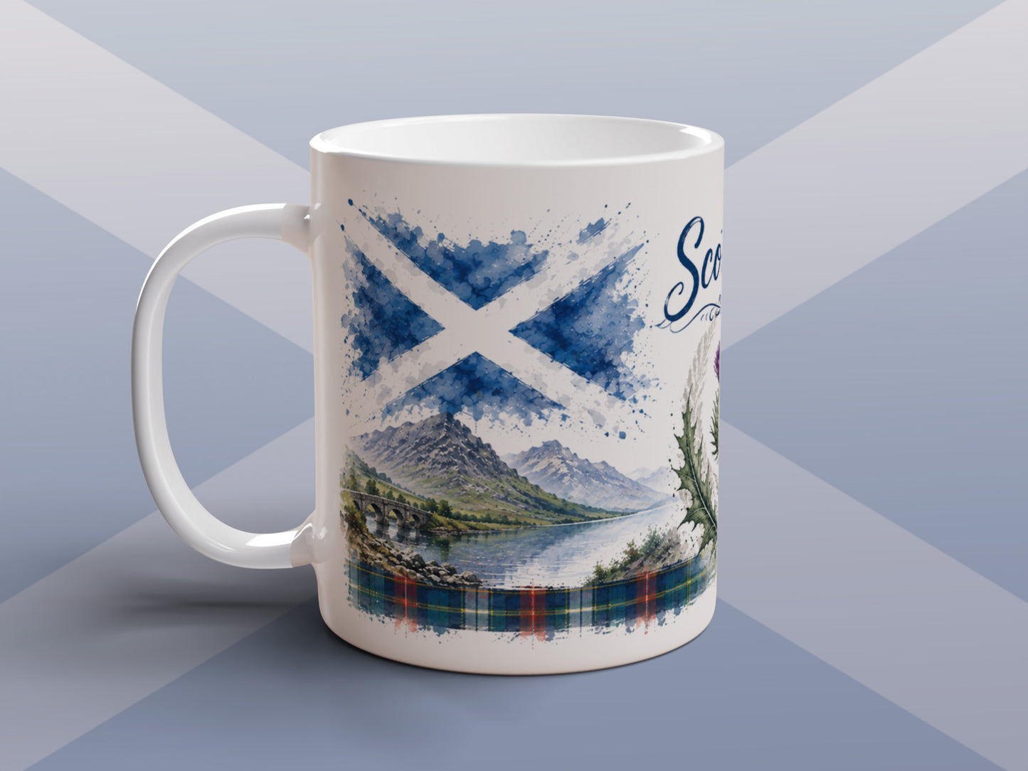 Scotland Mug Scottish Thistle Highland Bagpiper Castle Souvenir Gift