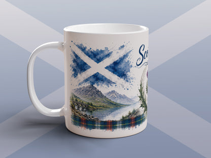 Scotland Mug Scottish Thistle Highland Bagpiper Castle Souvenir Gift