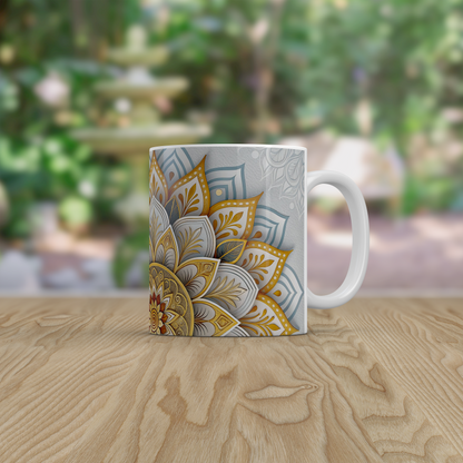 Golden Mandala Mug | Boho Spiritual Coffee Tea Mug Relaxation Gift for Meditate