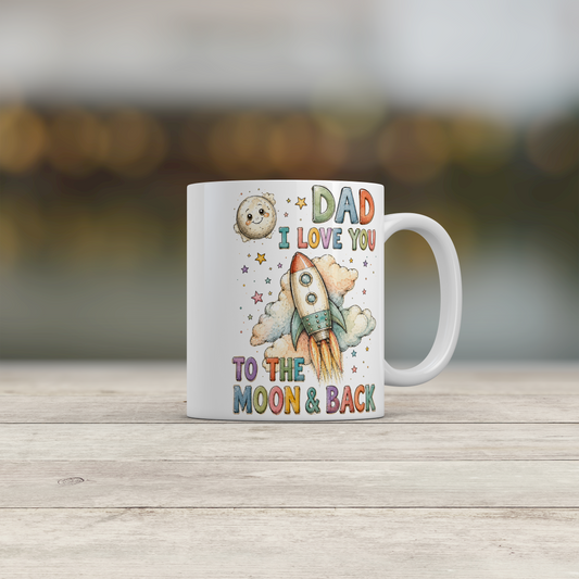 Dad Gift Ceramic Coffee Mug Cute Rocket Design Birthday Christmas Present Dad