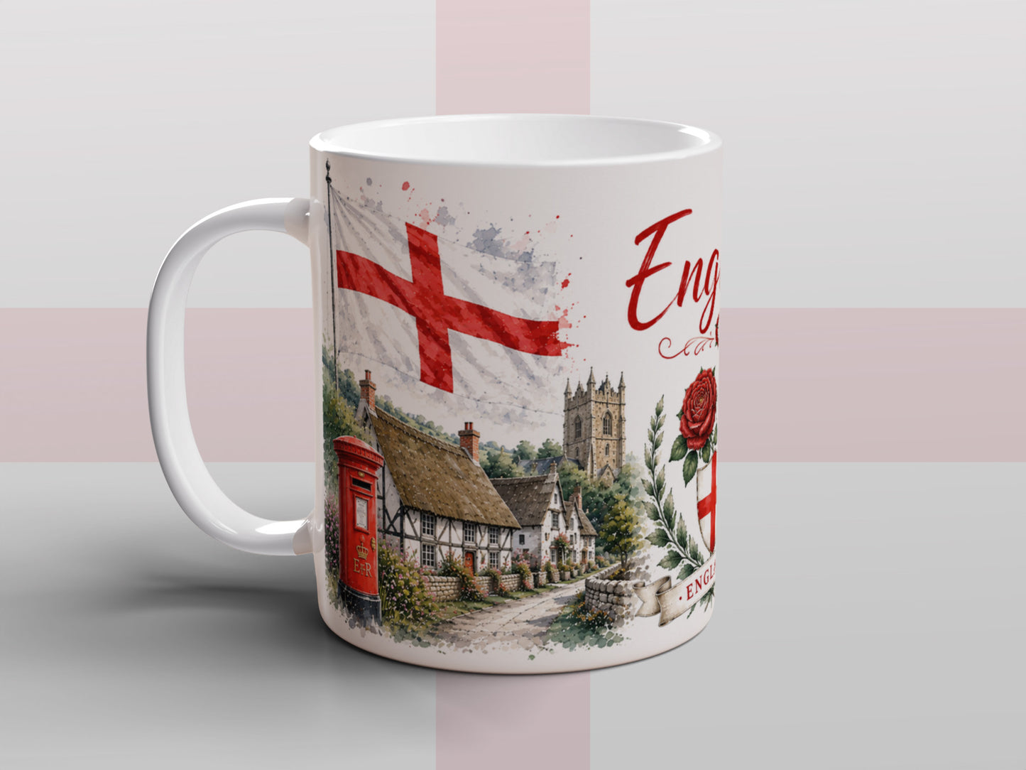 England Mug Red Bus London Landmarks English Flag Rose Souvenir Gift