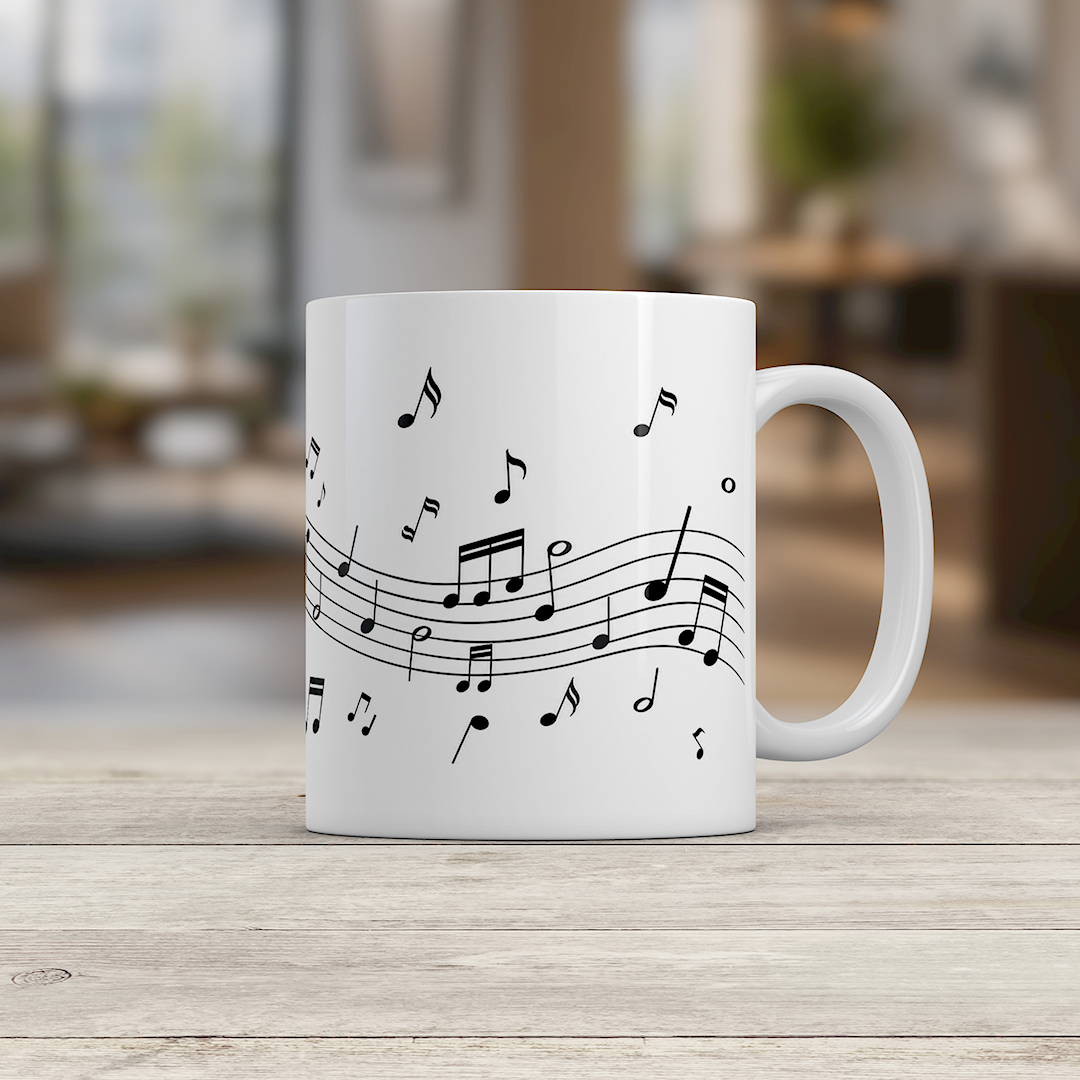 Musical Notes Ceramic Mug | Piano Music Gift for Musicians & Music Lovers
