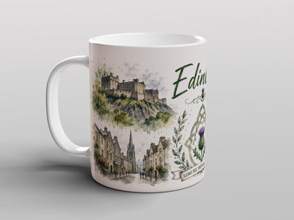 Edinburgh Scotland Mug | Scottish Landmarks & Thistle Souvenir