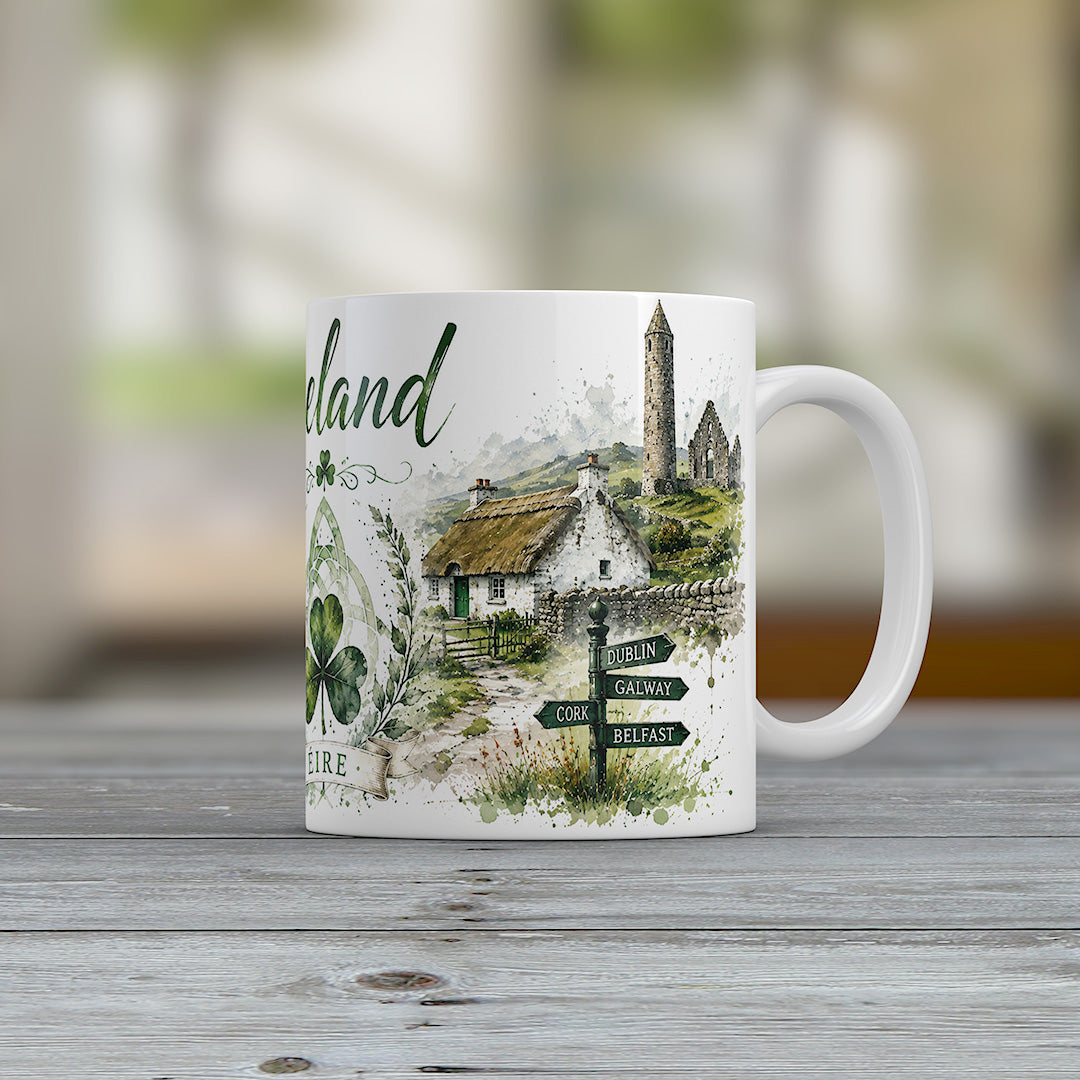 Ireland Mug Irish Cliffs Shamrock Celtic Cottage Coastal Souvenir Gift