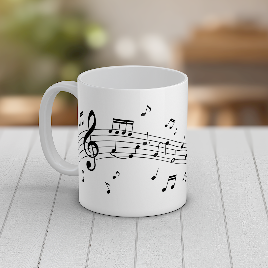 Musical Notes Ceramic Mug | Piano Music Gift for Musicians & Music Lovers
