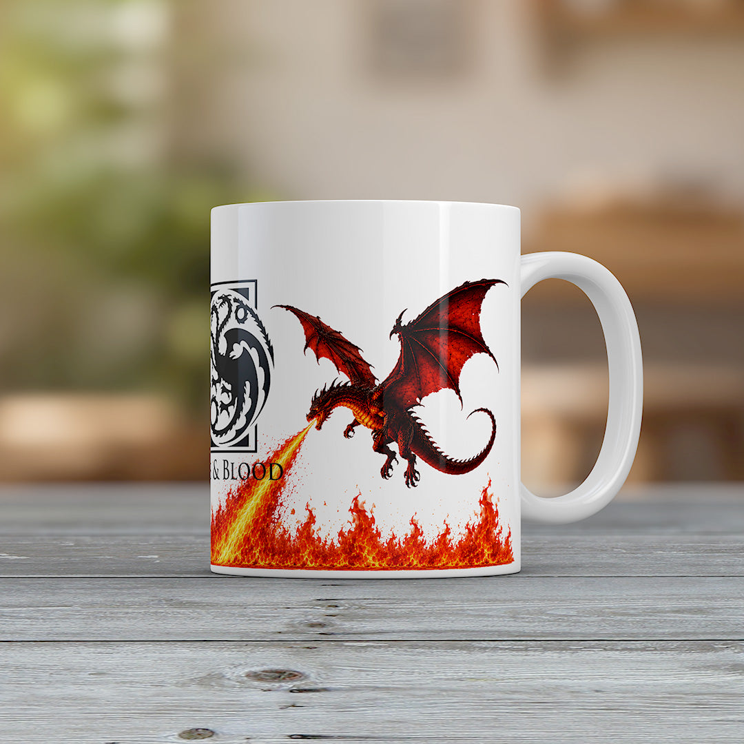 Targaryen Fire & Blood Mug, Red Dragon House of the Dragon Design