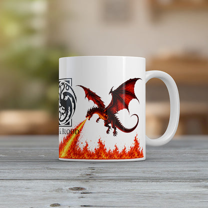 Targaryen Fire & Blood Mug, Red Dragon House of the Dragon Design