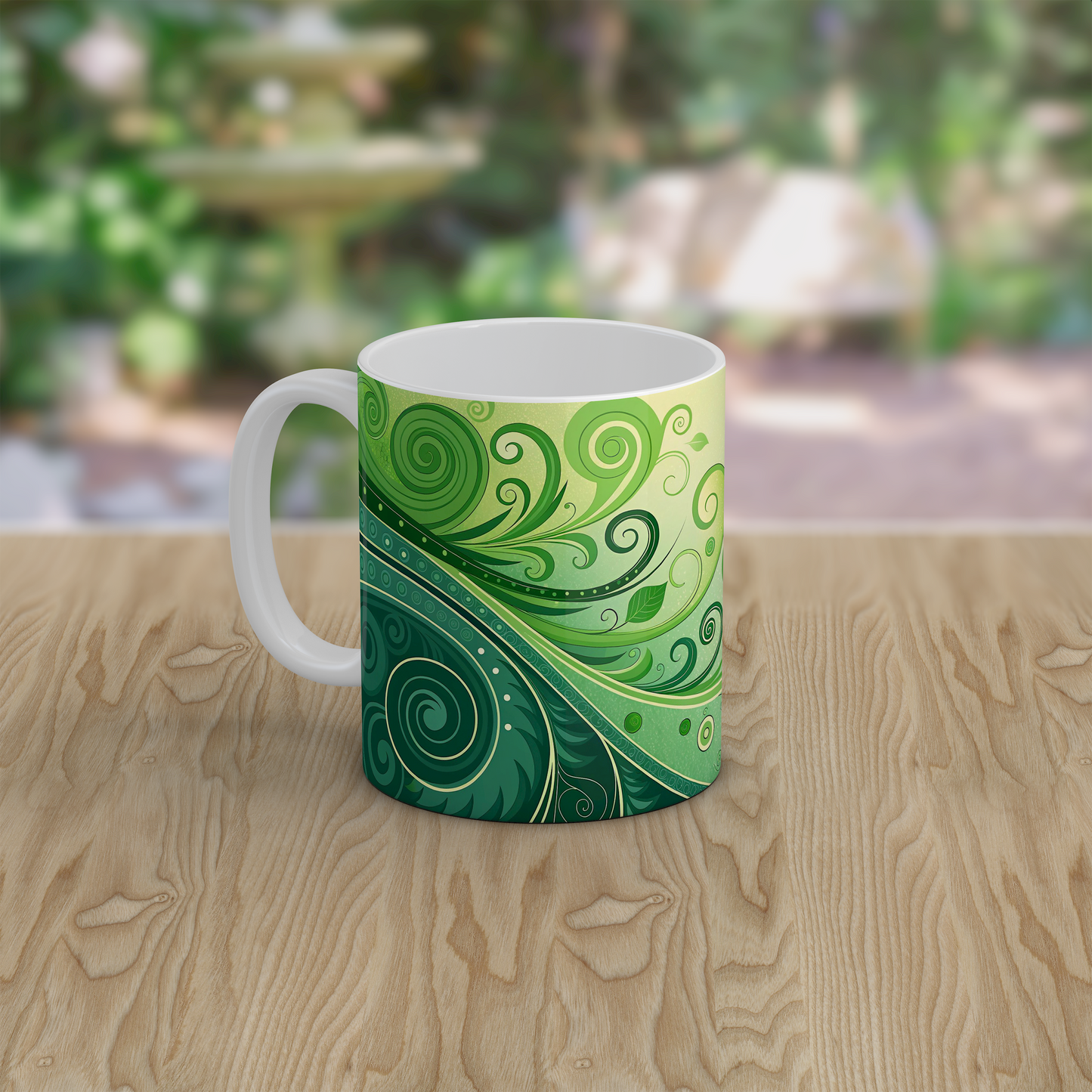Green Leaf Mug | Eco Inspired Coffee Tea Mug | Nature Pattern Gift for Everyday