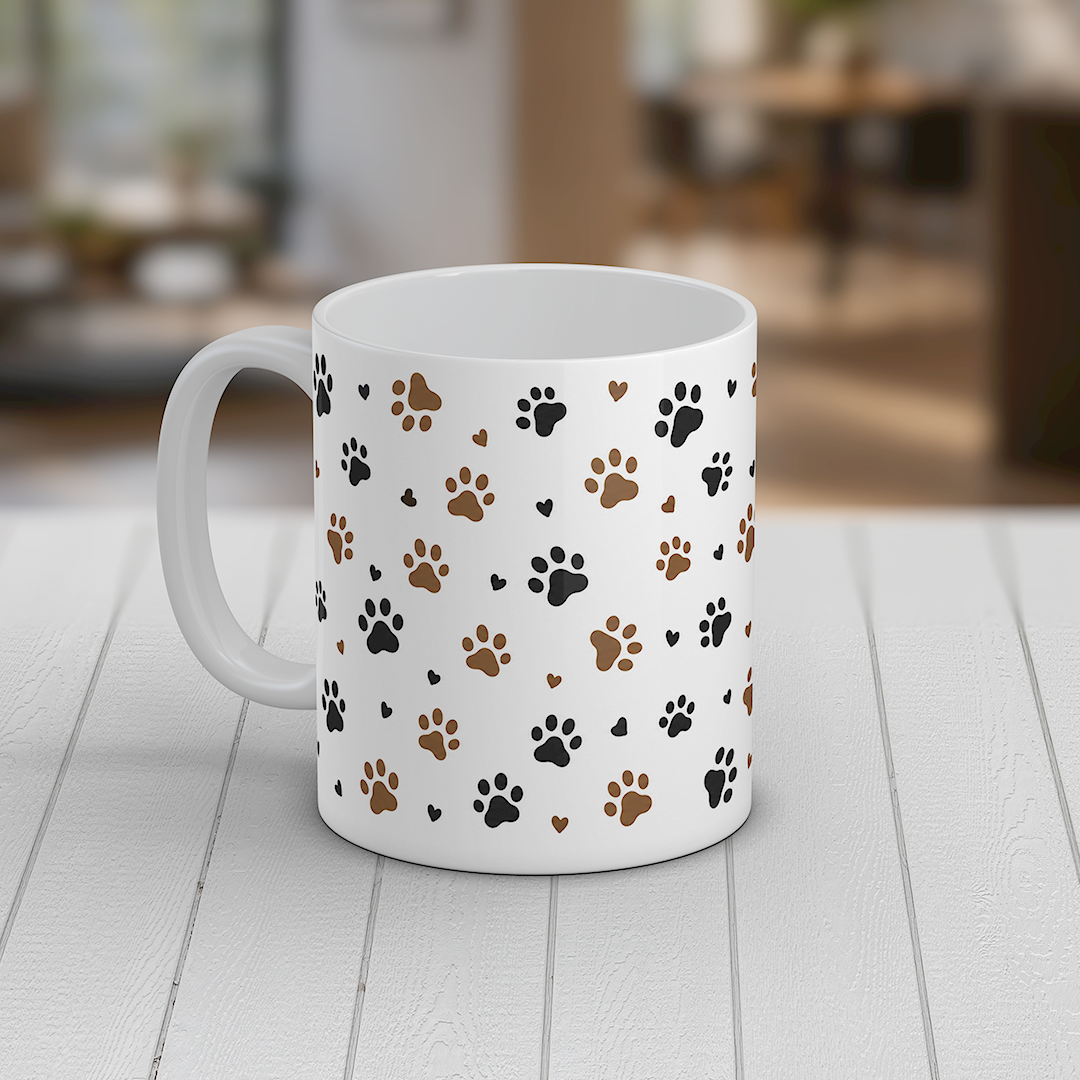 Dog Paw Print Ceramic Mug Cute Coffee Cup Gift for Dog Lovers Tea Mug