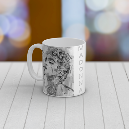 Madonna Collage Art Ceramic Mug | Pop Icon Coffee Mug Gift for Music Fans
