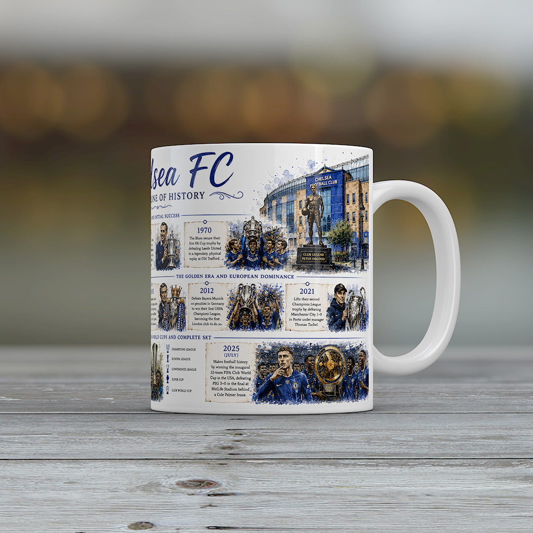 Chelsea History Timeline Mug Football Supporter Gift