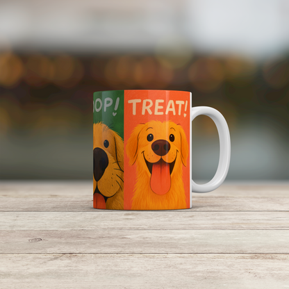 Golden Retriever Funny Mug – Cute Dog Coffee Mug, Woof Boop Treat Design, 11oz Ceramic Gift for Dog Lovers