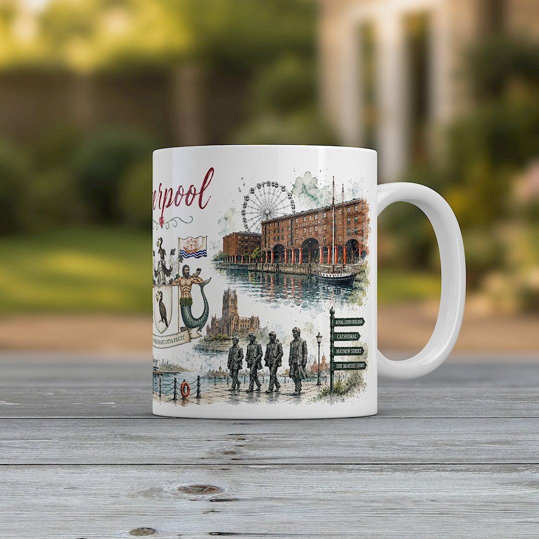 Liverpool Mug Beatles Albert Dock Liver Building Penny Lane Souvenir Gift