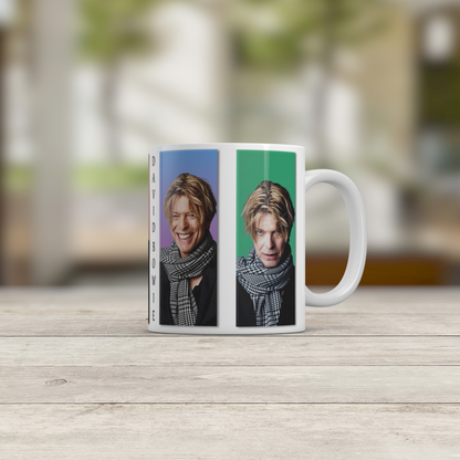 David Bowie Collage Mug Iconic Music Legend Portrait Ceramic Coffee Mug 11oz