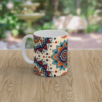 Mandala Mug Boho Style | Colourful Coffee Tea Cup | Spiritual Yoga Gift