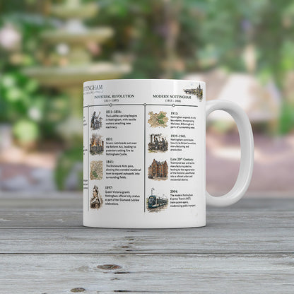 Nottingham History Mug | Nottingham Timeline Mug | Robin Hood Gift | Nottinghamshire Souvenir | City History Coffee Mug