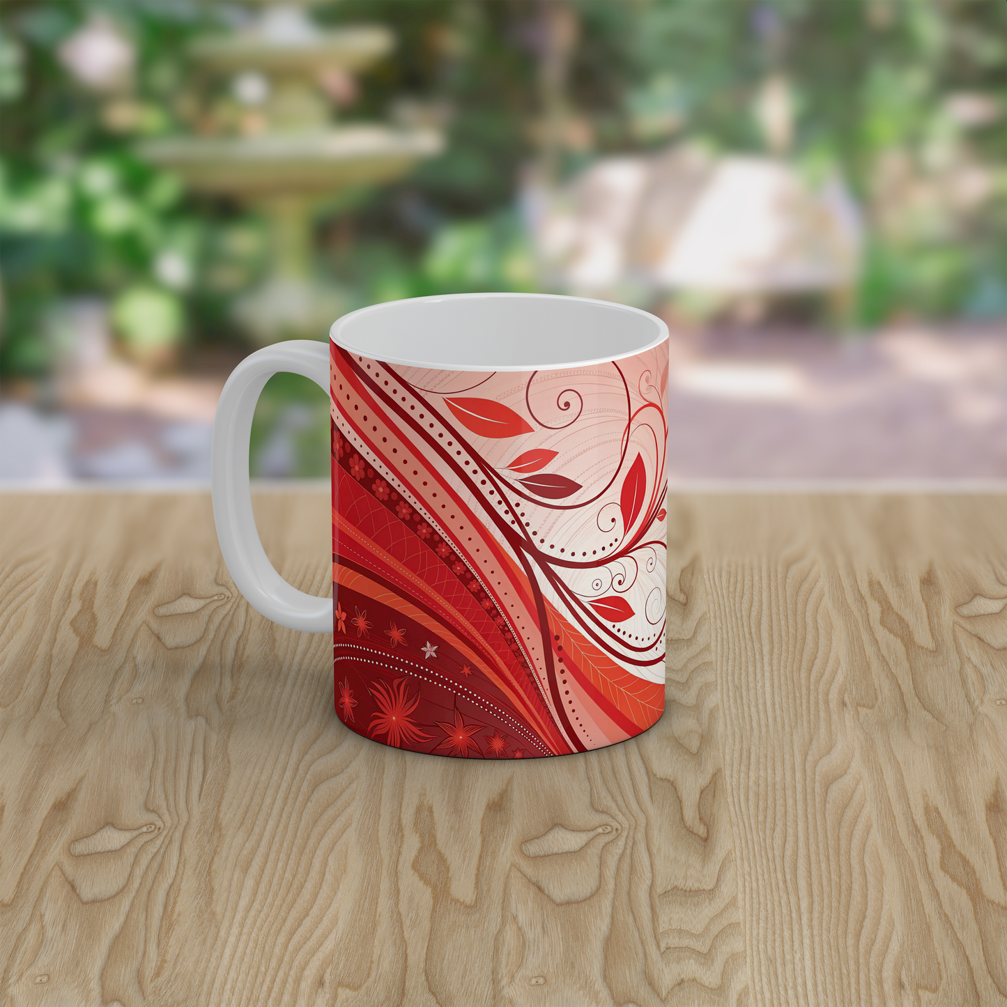Red Floral Ceramic Mug Tea Coffee Mug Botanical Gift for Her Home Office UK