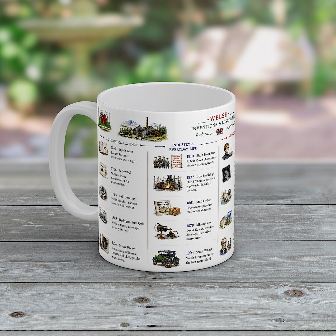 Welsh Inventions & Discoveries Mug – Welsh History Science Technology Gift