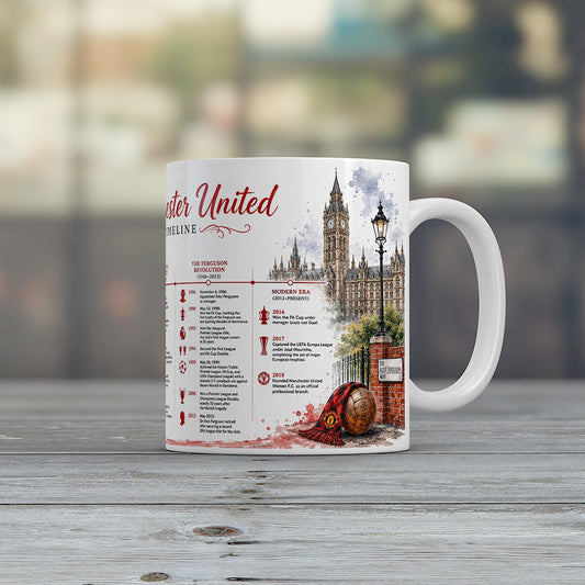 Manchester United History Timeline Mug Football Supporter Gift