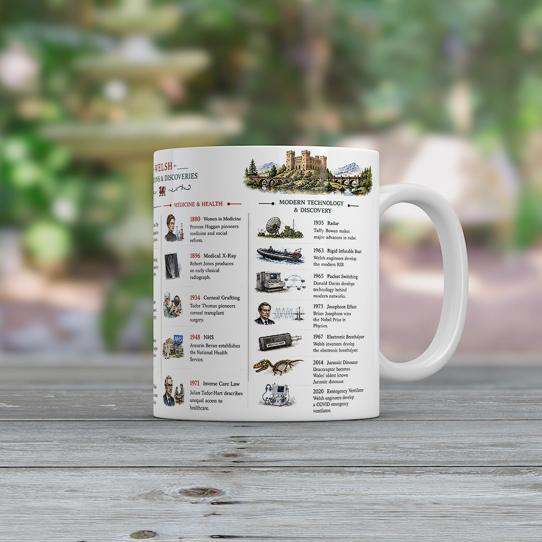Welsh Inventions & Discoveries Mug – Welsh History Science Technology Gift