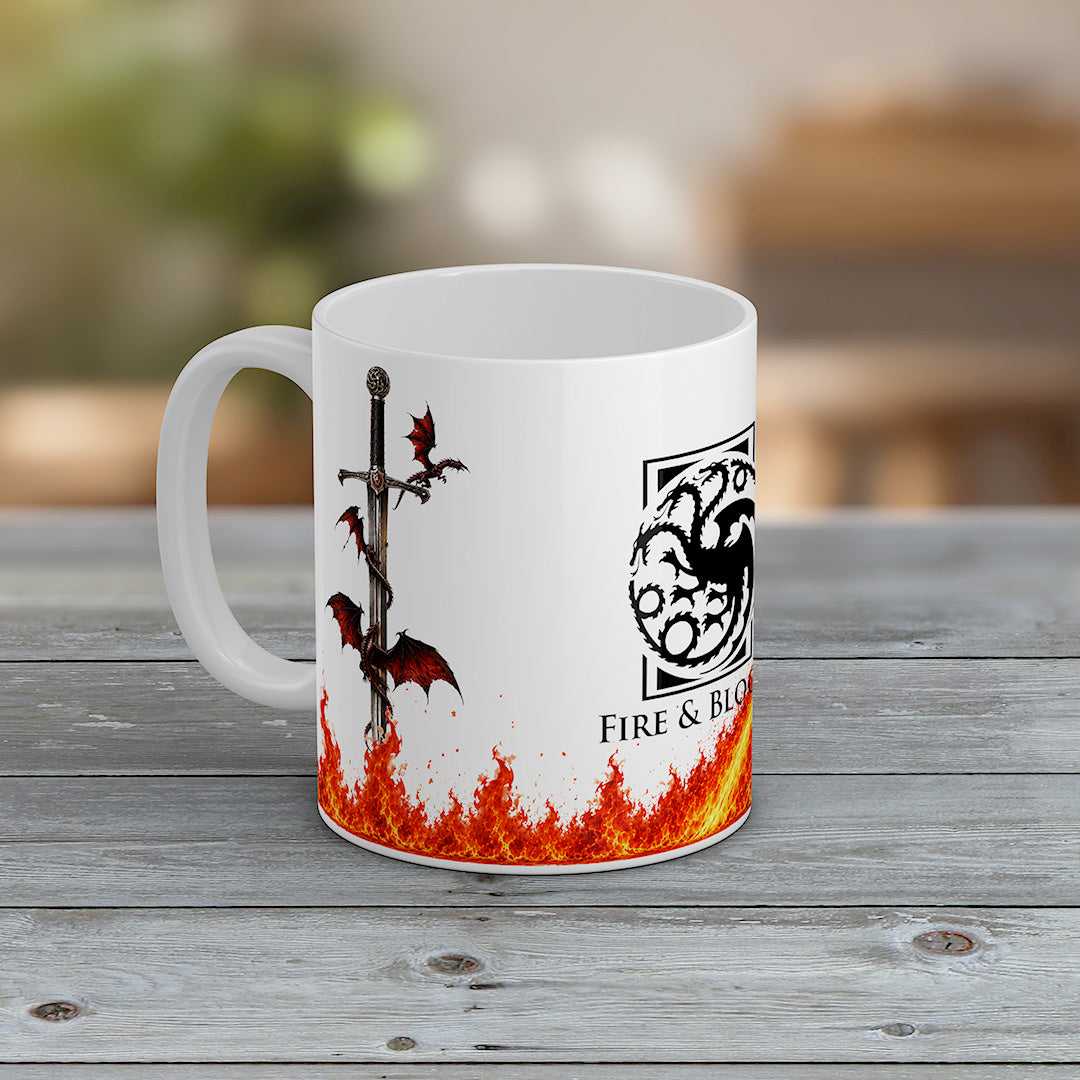 Targaryen Fire & Blood Mug, Red Dragon House of the Dragon Design