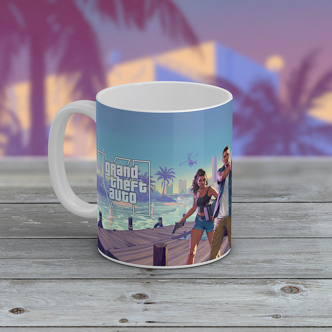 GTA 6 Mug Grand Theft Auto VI Lucia Jason Gaming Coffee Tea Cup