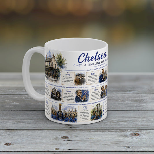 Chelsea History Timeline Mug Football Supporter Gift