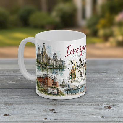 Liverpool Mug Beatles Albert Dock Liver Building Penny Lane Souvenir Gift