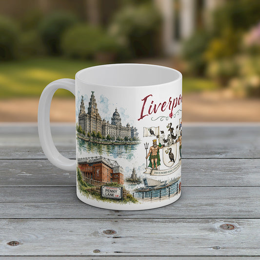 Liverpool Mug Beatles Albert Dock Liver Building Penny Lane Souvenir Gift