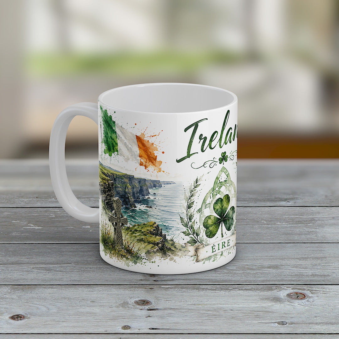 Ireland Mug Irish Cliffs Shamrock Celtic Cottage Coastal Souvenir Gift