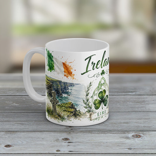 Ireland Mug Irish Cliffs Shamrock Celtic Cottage Coastal Souvenir Gift