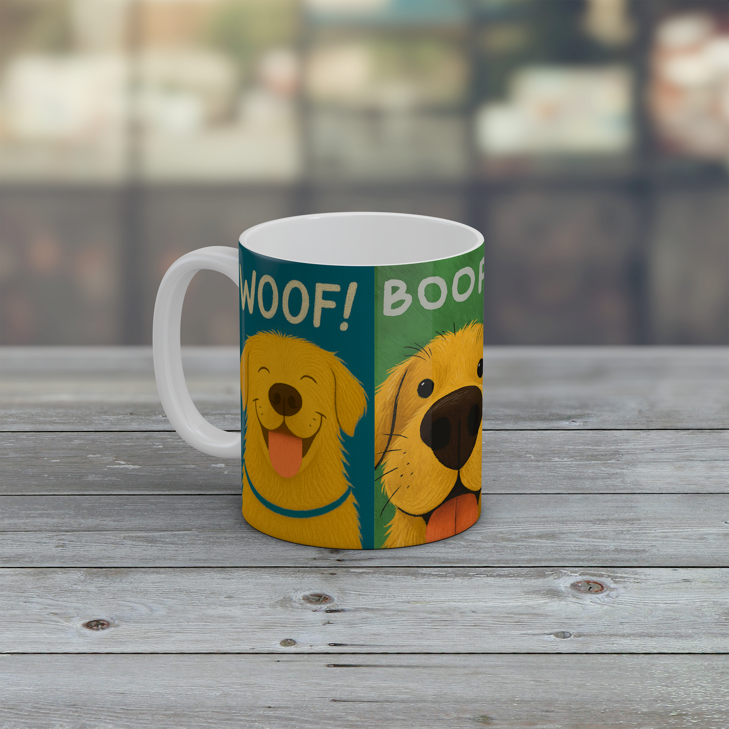 Golden Retriever Funny Mug – Cute Dog Coffee Mug, Woof Boop Treat Design, 11oz Ceramic Gift for Dog Lovers