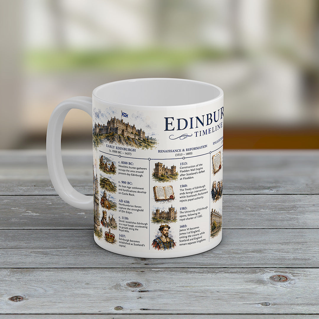 Edinburgh History Mug Scottish Timeline City Heritage Souvenir Gift Coffee Tea