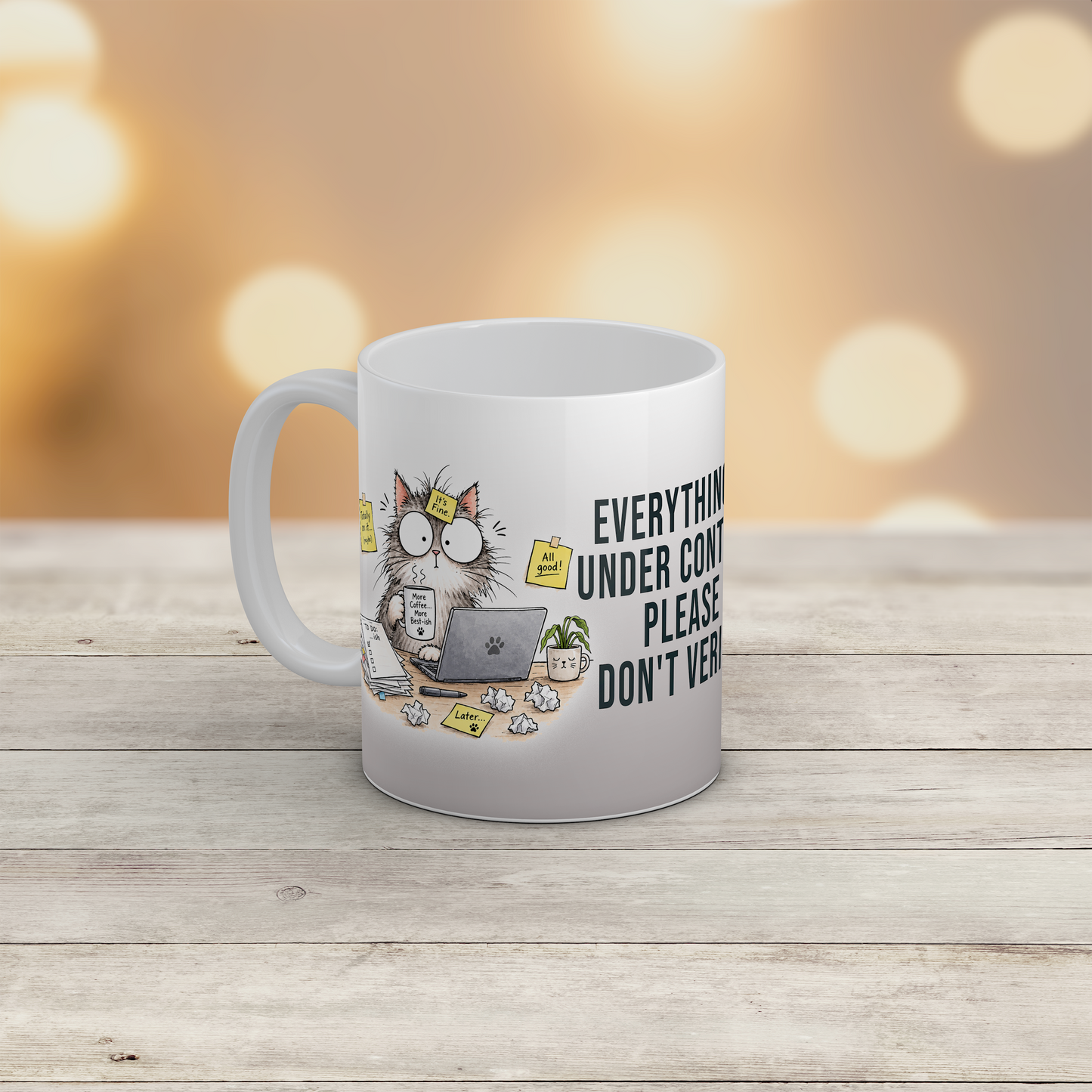 Funny Cat Office Mug Stressed Work Humour Gift for Coworkers Coffee Mug