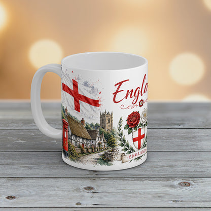 England Mug Red Bus London Landmarks English Flag Rose Souvenir Gift