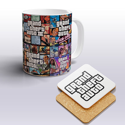 Grand Theft Auto GTA Mug with Coaster Gaming Gift GTA Fan