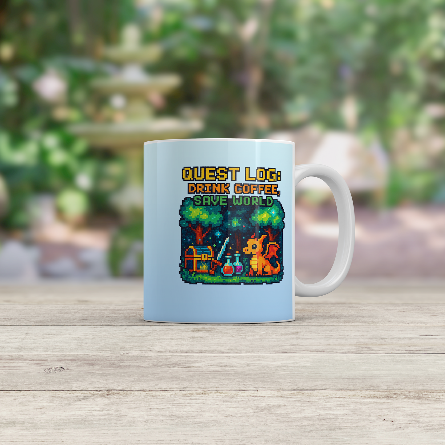 Retro RPG Gamer Mug Pixel Art Fantasy Dragon Gaming Coffee Mug Gift for Gamers