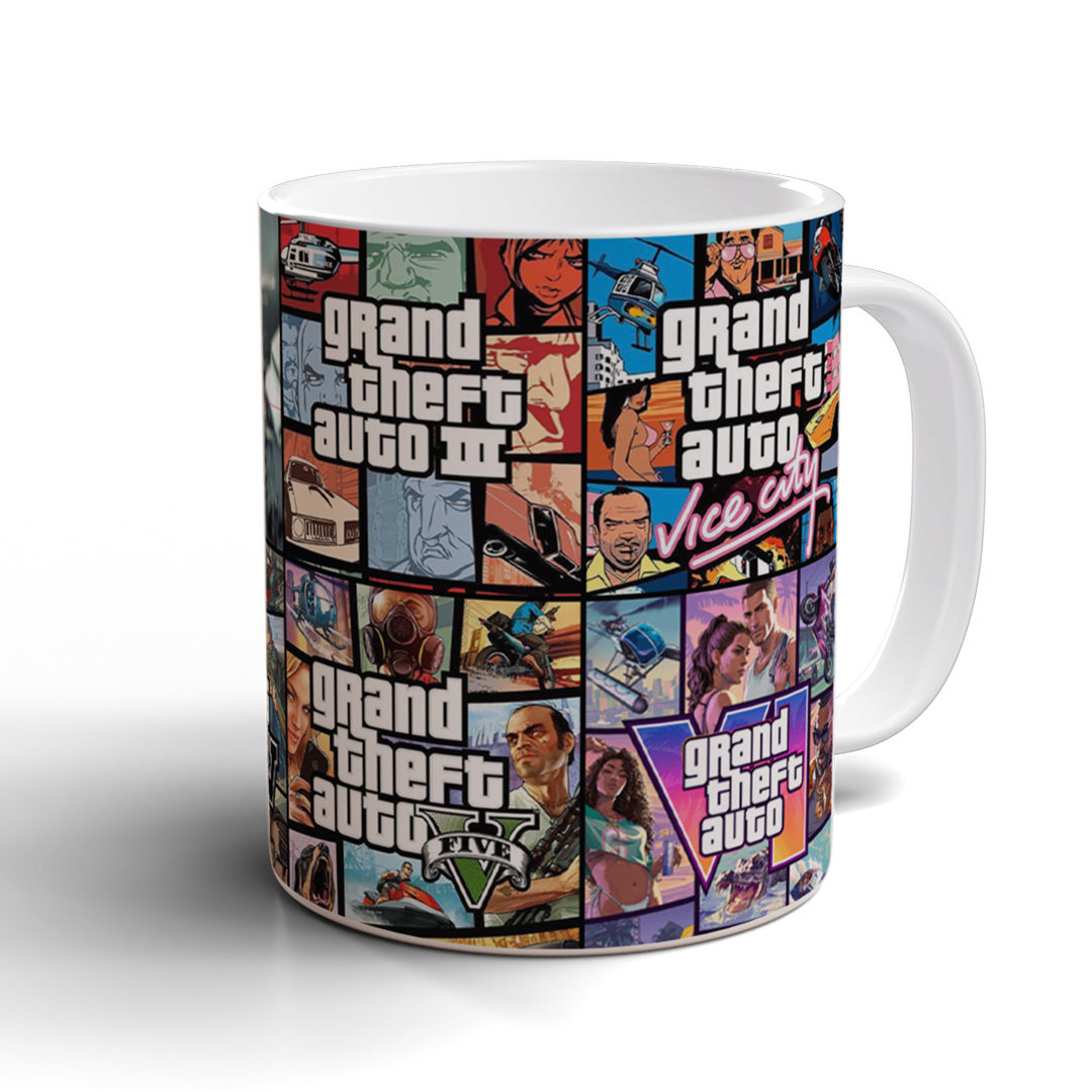 Grand Theft Auto GTA Mug with Coaster Gaming Gift GTA Fan