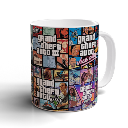 Grand Theft Auto GTA Mug with Coaster Gaming Gift GTA Fan