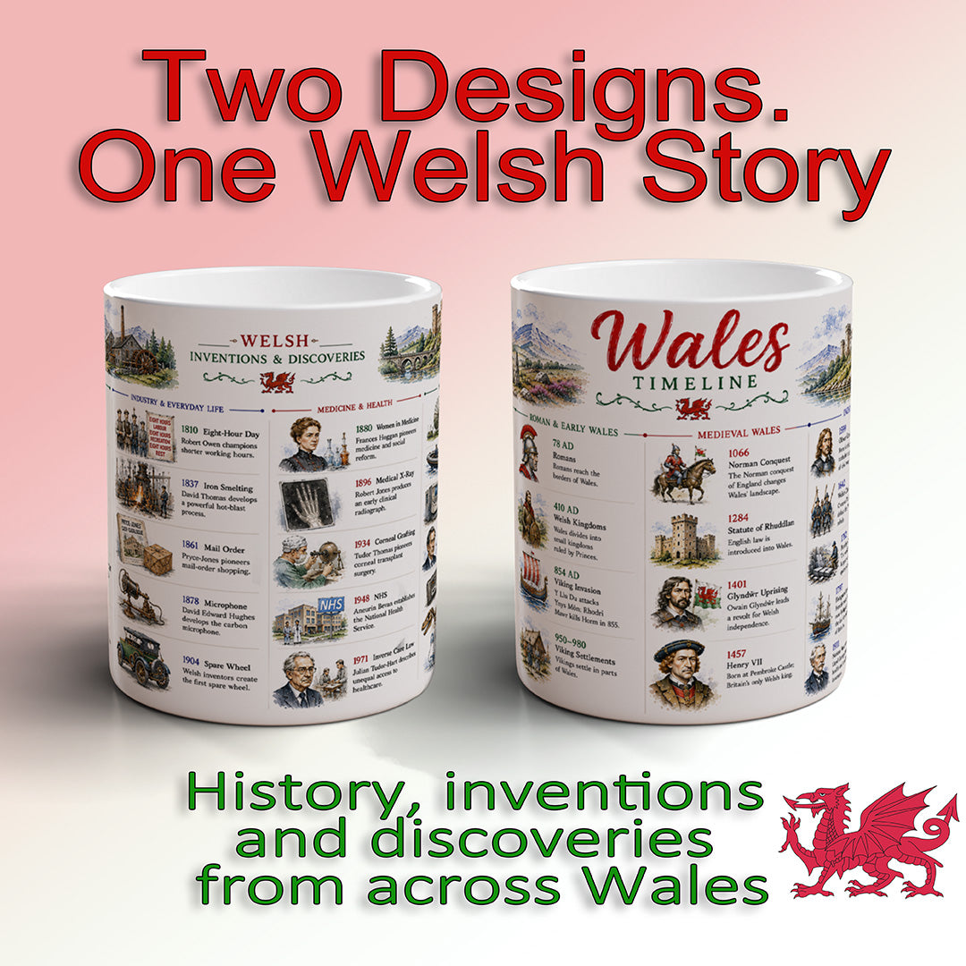 Welsh History Mug Set – Two Matching Designs
