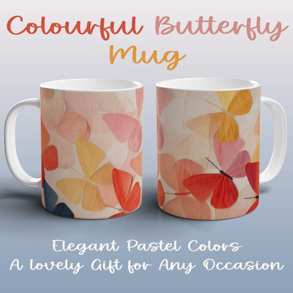 Colourful Butterfly Ceramic Mug Pastel Tea Coffee Mug Nature Gift for Her UK