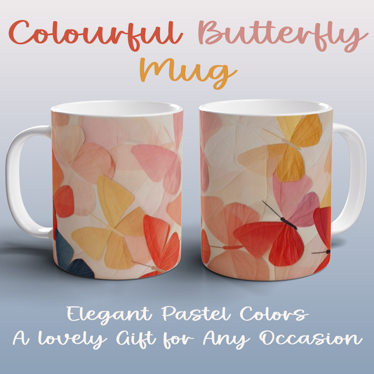 Colourful Butterfly Ceramic Mug Pastel Tea Coffee Mug Nature Gift for Her UK