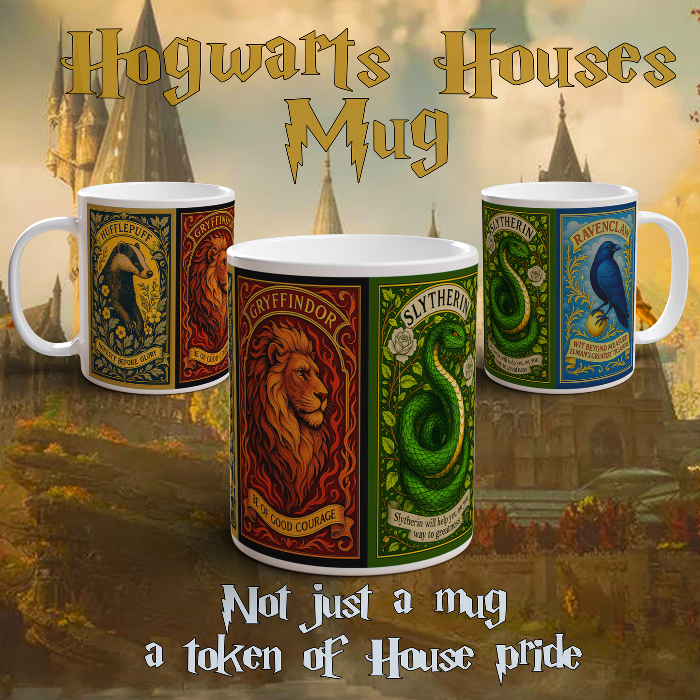 Wizard School Houses Mug Magical Fantasy House Crest Ceramic Coffee Mug 11oz
