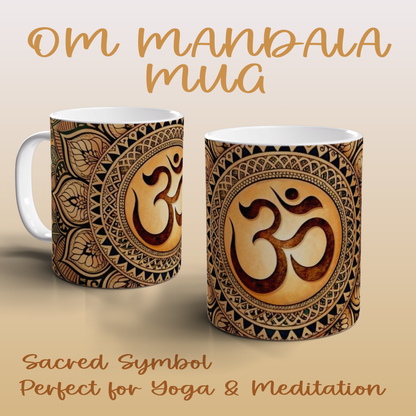 Spiritual Om Mandala Ceramic Mug Yoga Meditation Gift Zen Tea Coffee Mug