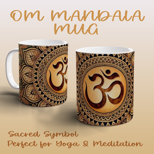 Spiritual Om Mandala Ceramic Mug Yoga Meditation Gift Zen Tea Coffee Mug
