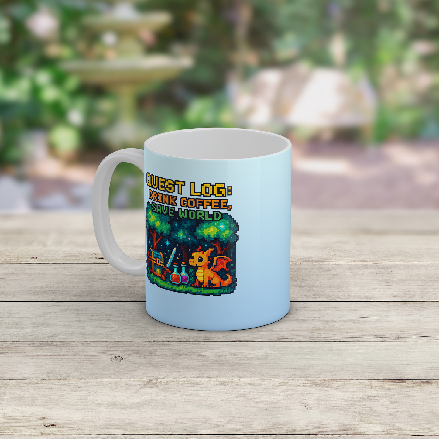 Retro RPG Gamer Mug Pixel Art Fantasy Dragon Gaming Coffee Mug Gift for Gamers